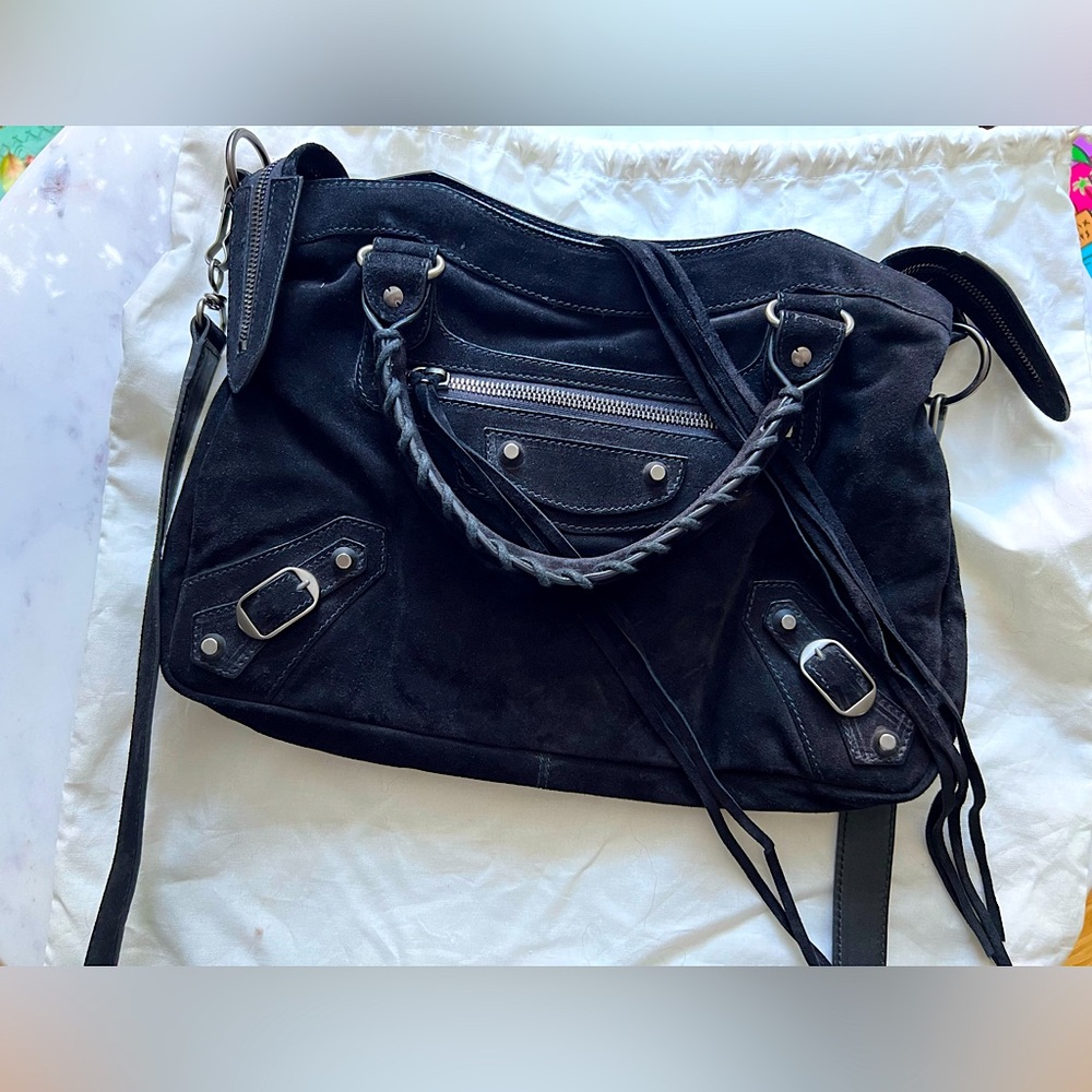 🛑SOLD🛑 Balenciaga Town Bag, Black Suede! EUC!